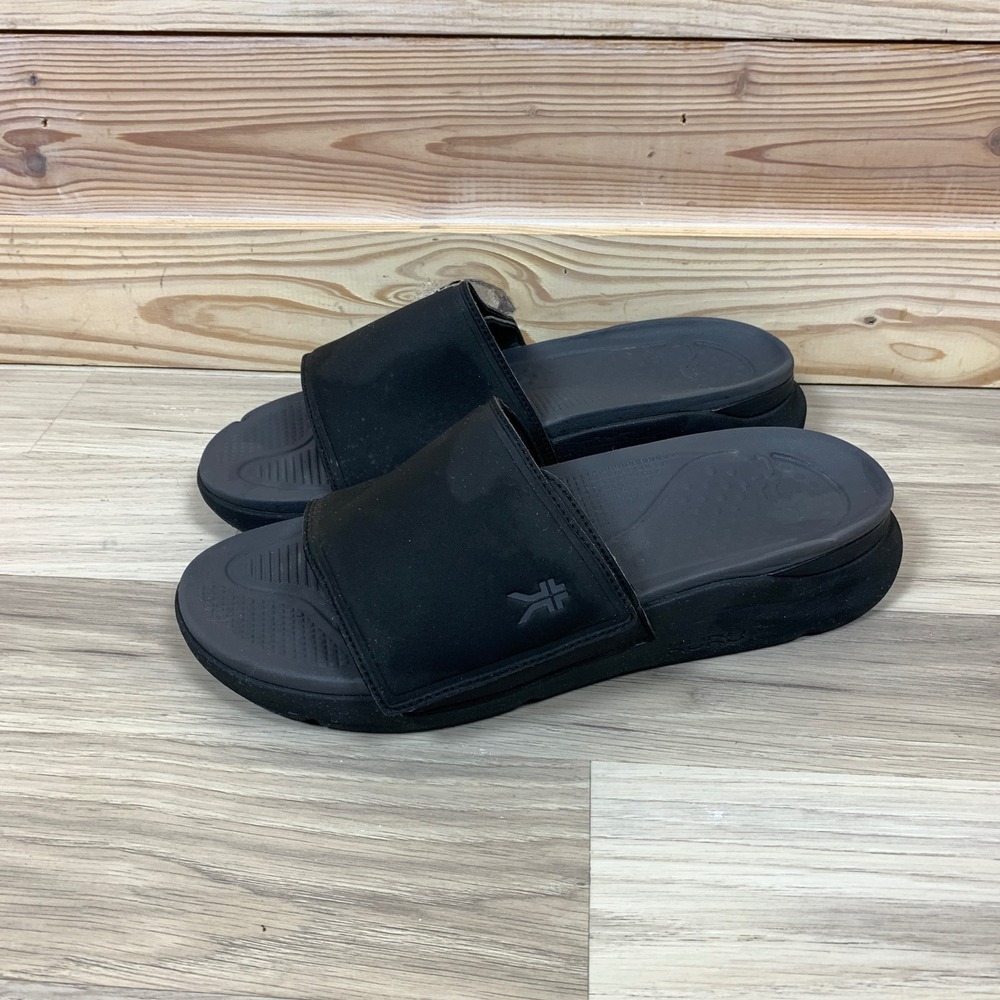 Kuru Slides Men‎ 13 Black Gray Beach Walking Outdoor Slip On Sandals Ortho Beach - Picture 2 of 9